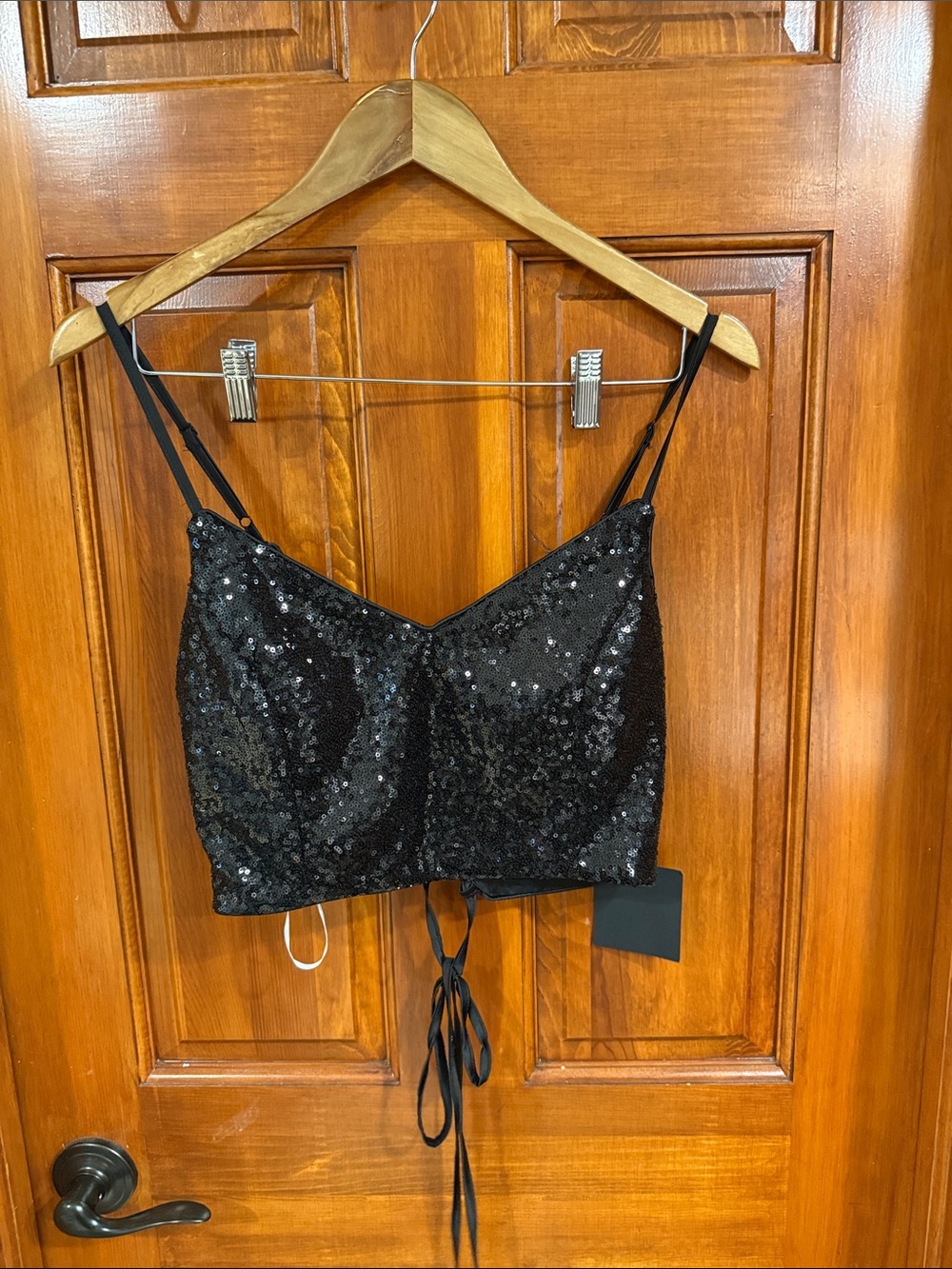 Lulu's Black Sequin Cropped Cami & Wide-Leg Pants - Picture 6 of 8